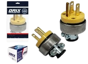 ENCHUFE METALICO MACHO 3 PINES 125 V UNID ORIX