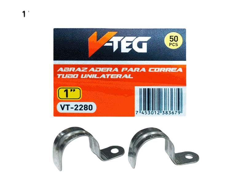 ABRAZADERA  EMT 1" UNA PATA CAJA 50 PZAS UNID V-TEG