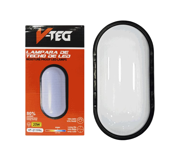 LAMPARA LED DE TECHO/PARED EXTERIOR 20 W UNID V-TEG