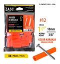 SET DE RAMPLUG Y TORNILLO 3/18X1-1/2 #12X1 1/2 - COLOR NARANJA UNID ZASC