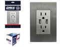 TOMA CORRIENTE DOBLE CON PUERTO USB GRIS UNID ORIX