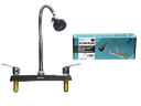 LLAVE DE FREGADERO CENTRAL DOBLE CROMADA CUELLO FLEXIBLE UNID AQUA PLUS