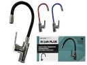 LLAVE DE FREGADERO MONOMANDO CROMADA CUELLO FLEXIBLE UNID AQUA PLUS
