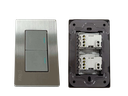 INTERRUPTOR APAGADOR DOBLE COLOR GRIS METAL UNID V-TEG