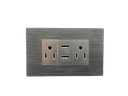 TOMA CORRIENTE DOBLE CON USB DE LUJO COLOR METAL UNID V-TEG